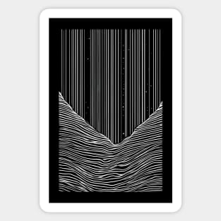 White lines and waves on black Sticker